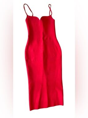 Red Strapless Bodycon Maxi Dress